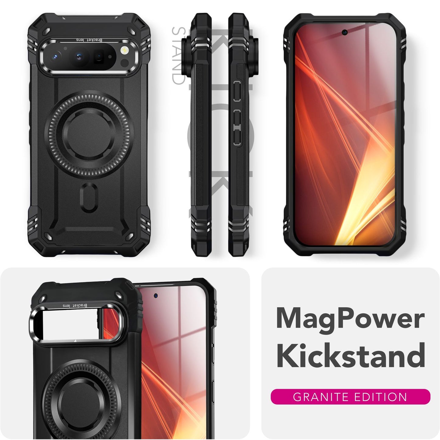 NALIA Granite Case for Google Pixel 9 Pro XL – Phone Case with MagSafe, Military Armor Case with Impact Protection Frame &amp; Kickstand, Shockproof Hard Cover in Tank Style