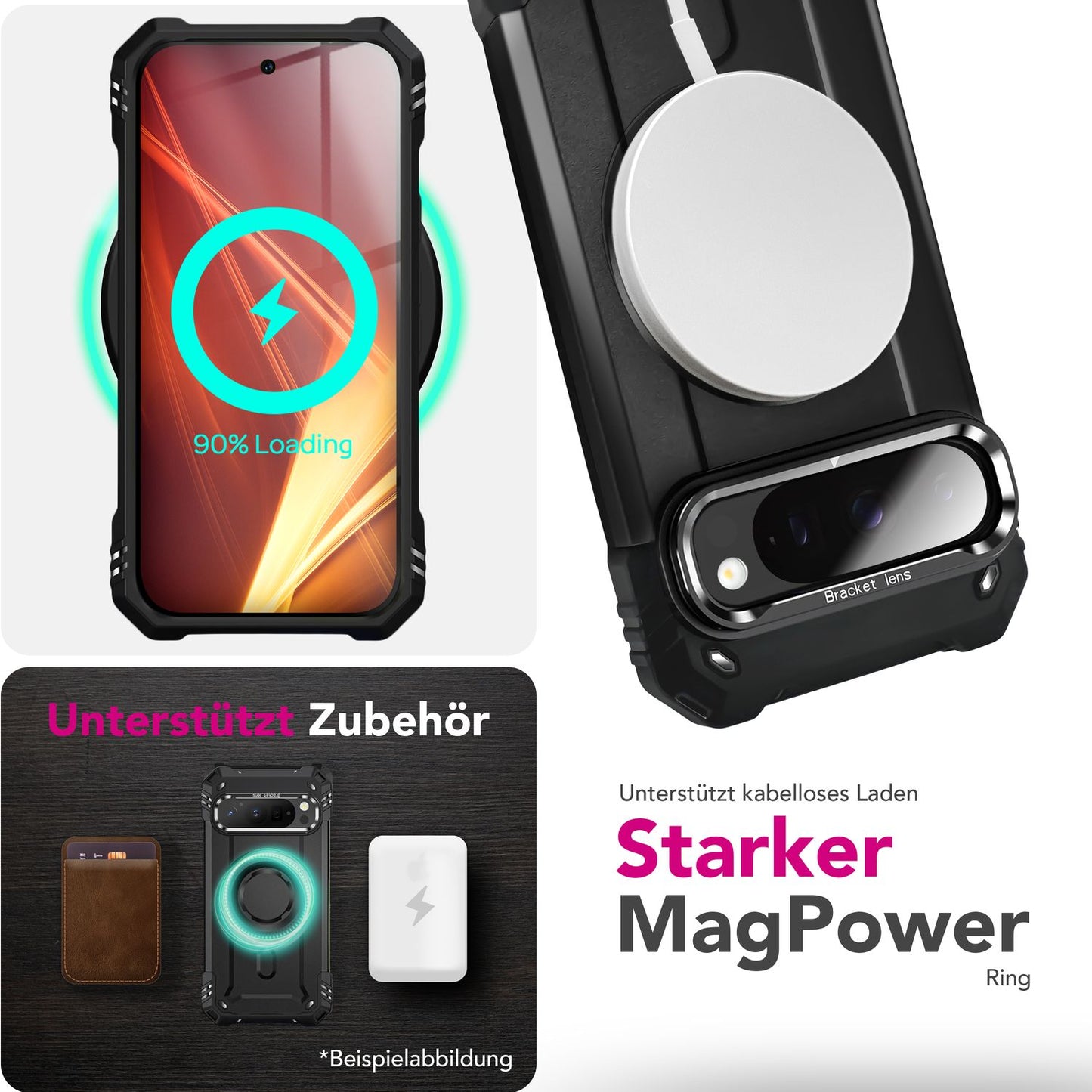 NALIA Granite Case for Google Pixel 9 Pro XL – Phone Case with MagSafe, Military Armor Case with Impact Protection Frame &amp; Kickstand, Shockproof Hard Cover in Tank Style