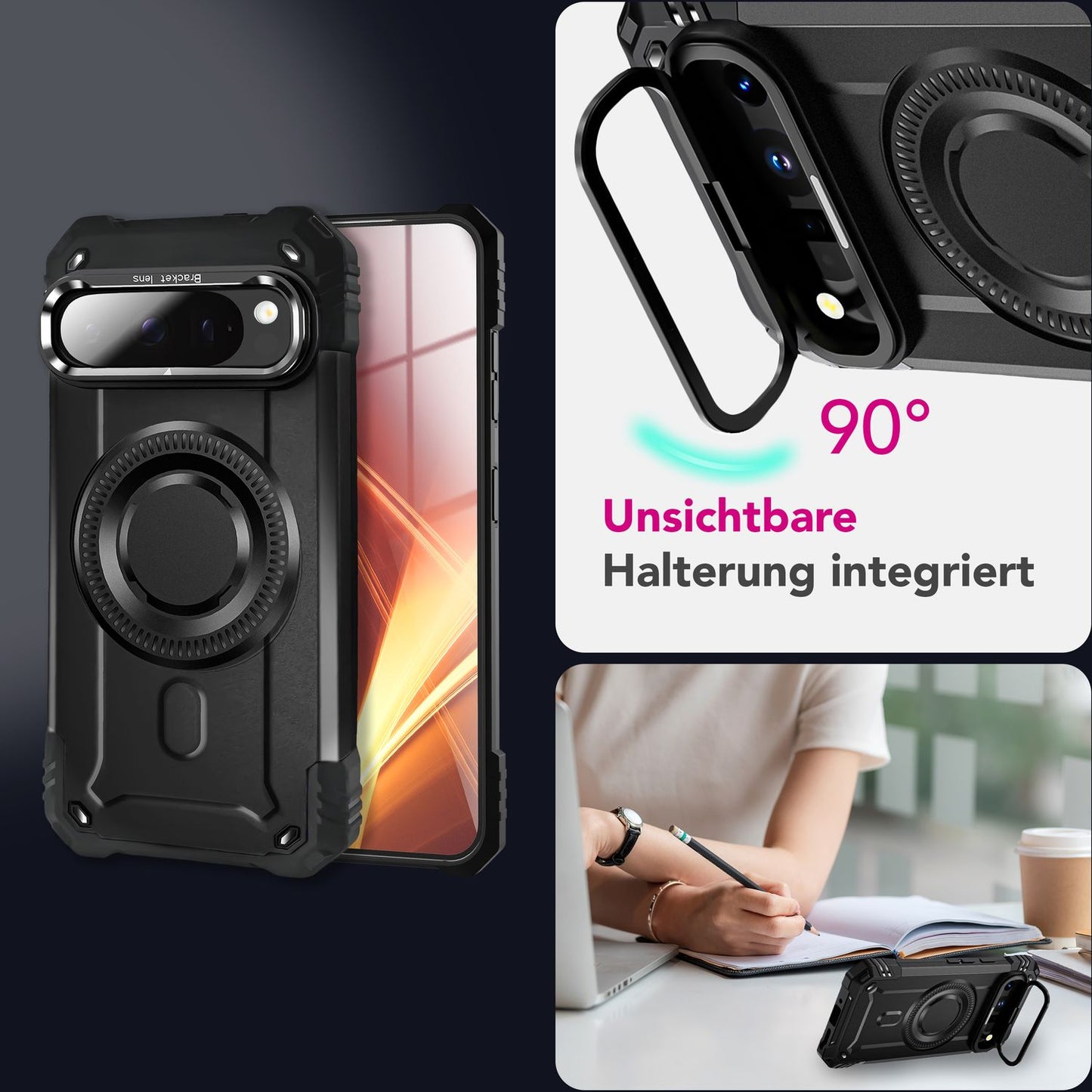 NALIA Granite Case for Google Pixel 9 Pro XL – Phone Case with MagSafe, Military Armor Case with Impact Protection Frame &amp; Kickstand, Shockproof Hard Cover in Tank Style