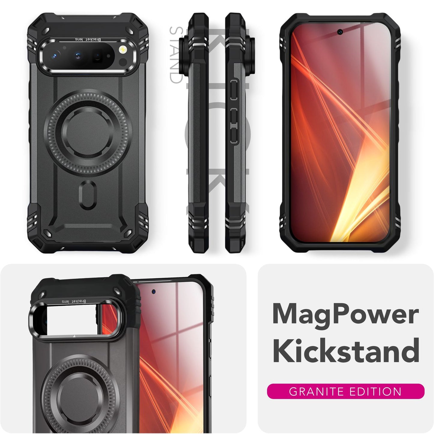 NALIA Granite Case for Google Pixel 9 Pro XL – Phone Case with MagSafe, Military Armor Case with Impact Protection Frame &amp; Kickstand, Shockproof Hard Cover in Tank Style