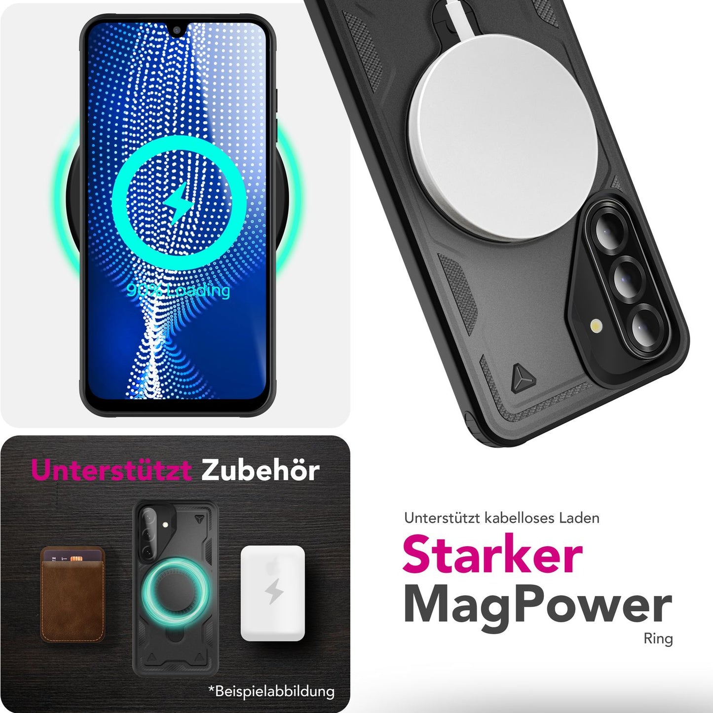 NALIA Stormguard Case for Samsung Galaxy A26 – for MagSafe, Shockproof Armored Protective Case with 360° Rotating Ring, Outdoor Kickstand Case with Drop Protection, Military Cover