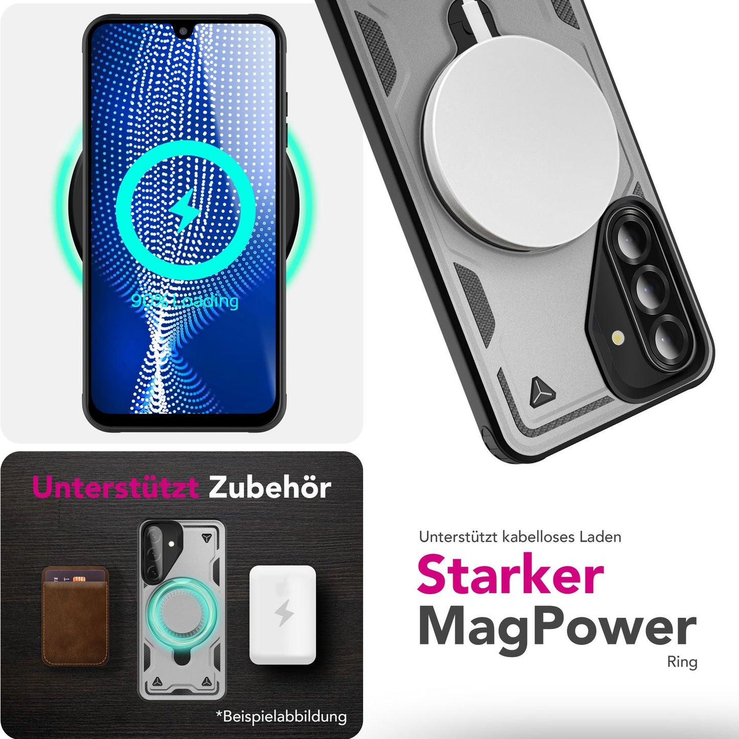 NALIA Stormguard Case for Samsung Galaxy A26 – for MagSafe, Shockproof Armored Protective Case with 360° Rotating Ring, Outdoor Kickstand Case with Drop Protection, Military Cover