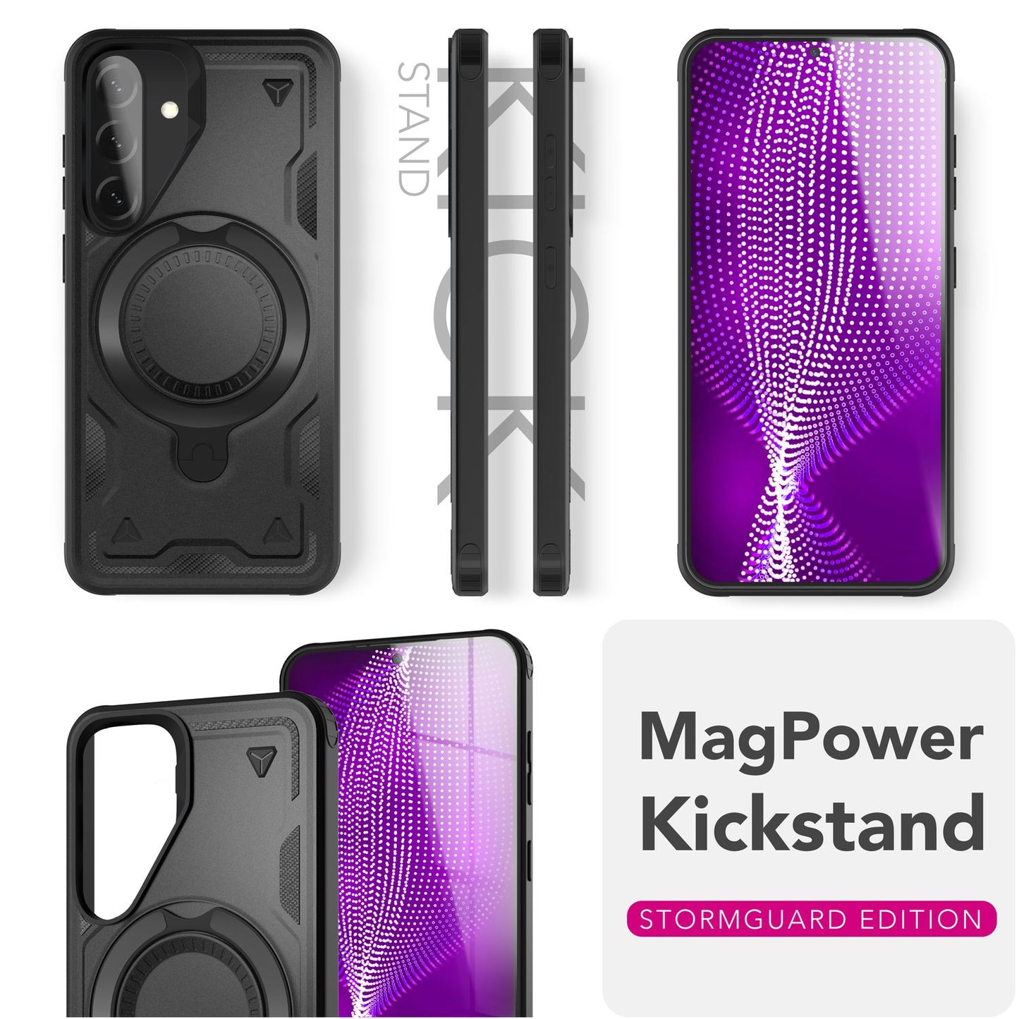 NALIA Stormguard hulstur fyrir Samsung Galaxy A36 – fyrir MagSafe, símahulstur í hernaðarstíl með höggdeyfingu og 360° hringfestingu, sterkt hart hulstur, útihulstur