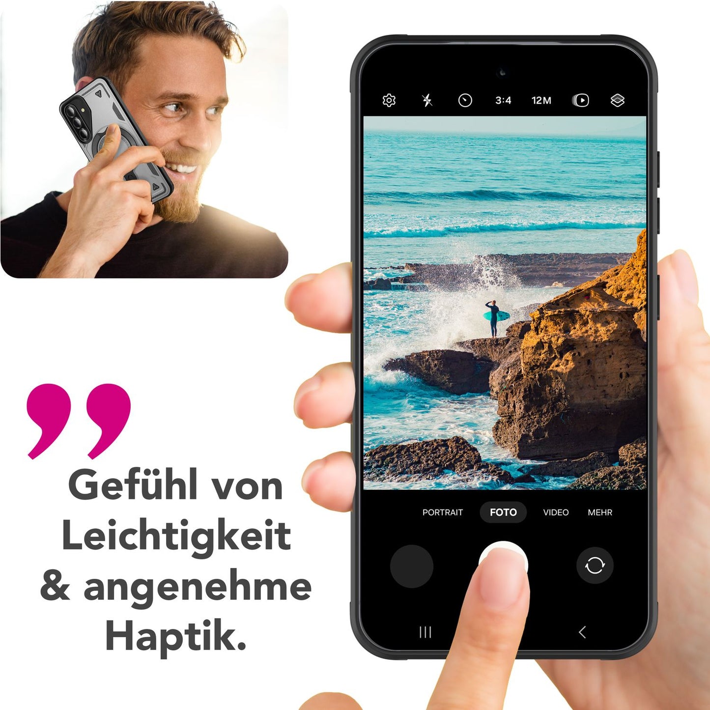 NALIA Stormguard hulstur fyrir Samsung Galaxy A36 – fyrir MagSafe, símahulstur í hernaðarstíl með höggdeyfingu og 360° hringfestingu, sterkt hart hulstur, útihulstur