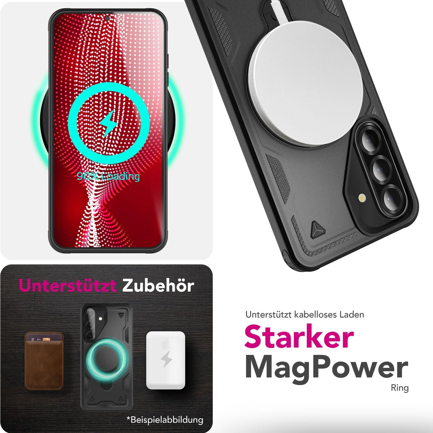 NALIA Stormguard hulstur fyrir Samsung Galaxy A56 – fyrir MagSafe, sterkt verndandi símahulstur með 360° snúningshring, standi, höggheldur útihulstur, hernaðarlegt verndarhulstur