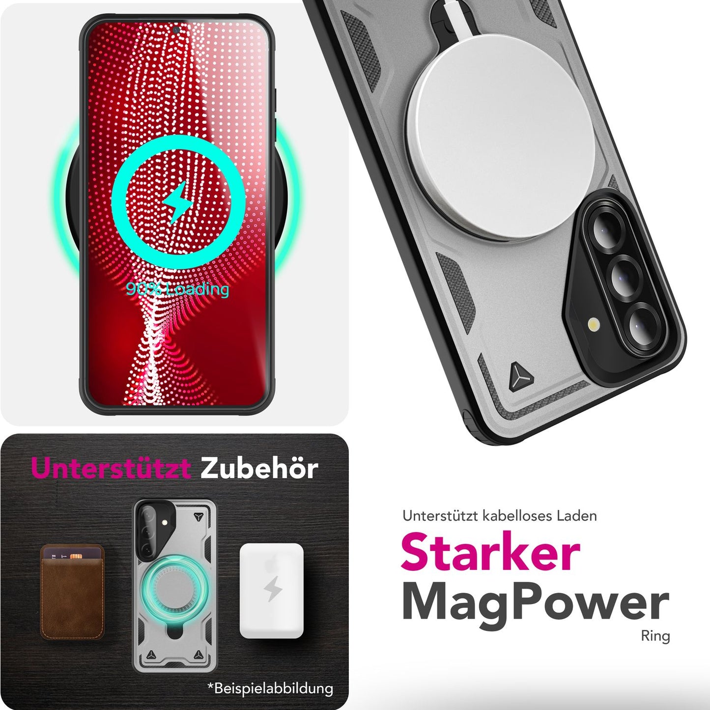 NALIA Stormguard hulstur fyrir Samsung Galaxy A56 – fyrir MagSafe, sterkt verndandi símahulstur með 360° snúningshring, standi, höggheldur útihulstur, hernaðarlegt verndarhulstur