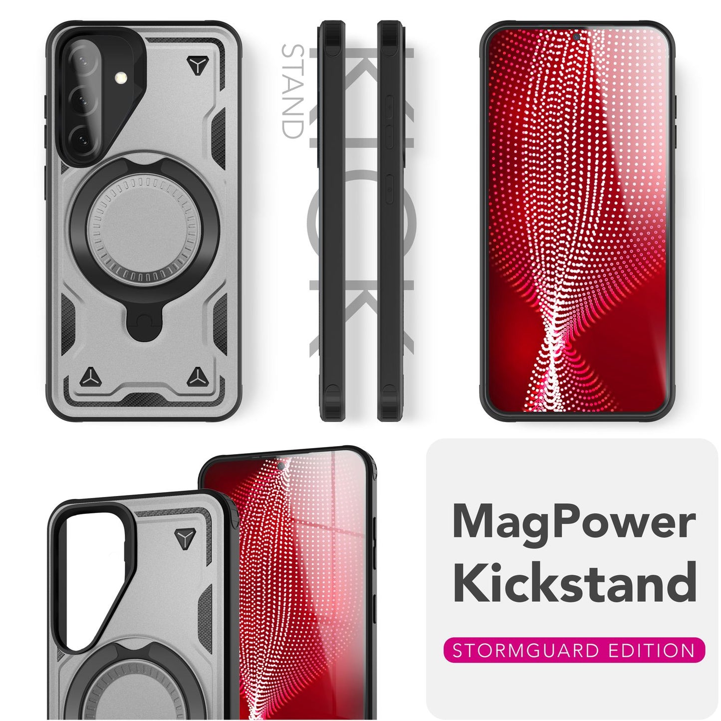 NALIA Stormguard hulstur fyrir Samsung Galaxy A56 – fyrir MagSafe, sterkt verndandi símahulstur með 360° snúningshring, standi, höggheldur útihulstur, hernaðarlegt verndarhulstur