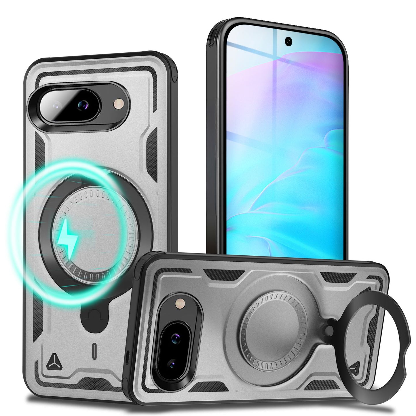 NALIA Stormguard Case for Google Pixel 9a – Phone Case with MagSafe, Armored Protection with 360° Ring for Stand &amp; Finger Holder, Shockproof Cover for Outdoor Use, Military Case