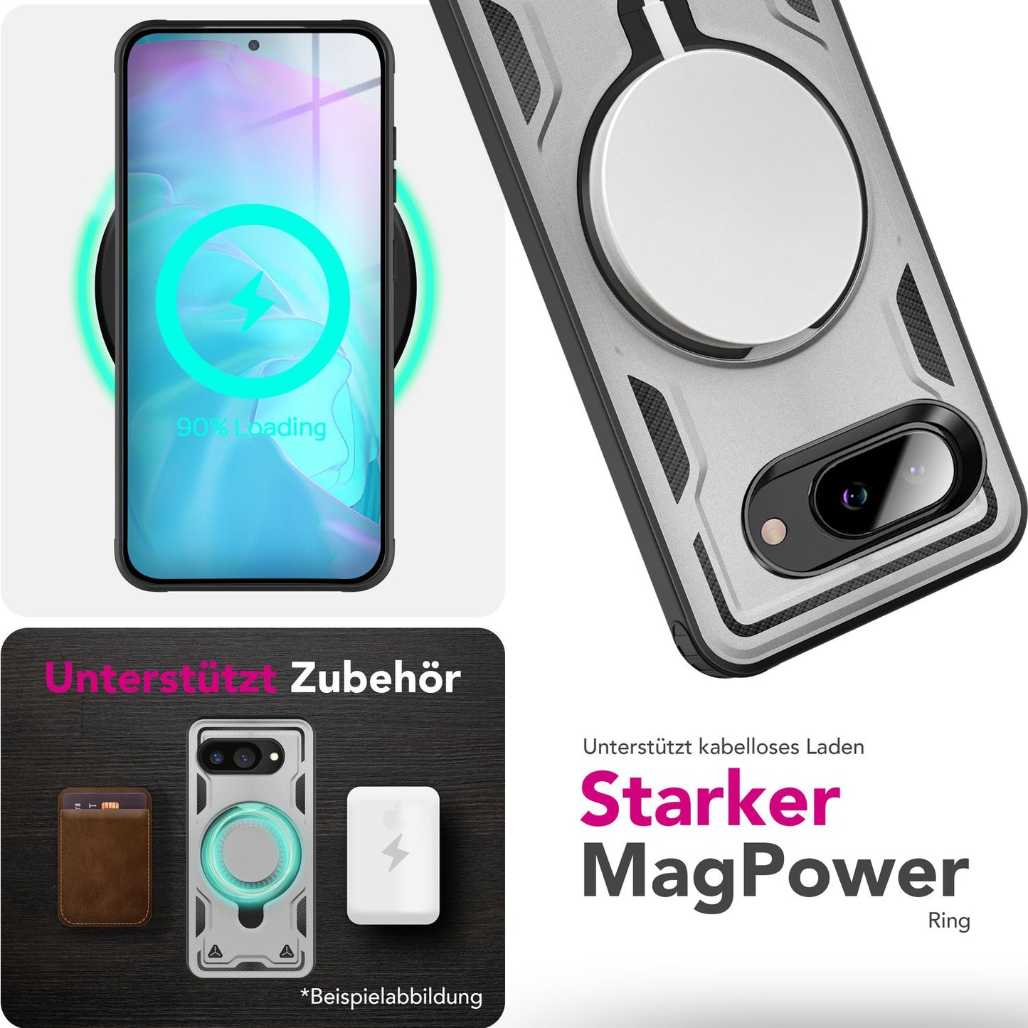 NALIA Stormguard Case for Google Pixel 9a – Phone Case with MagSafe, Armored Protection with 360° Ring for Stand &amp; Finger Holder, Shockproof Cover for Outdoor Use, Military Case