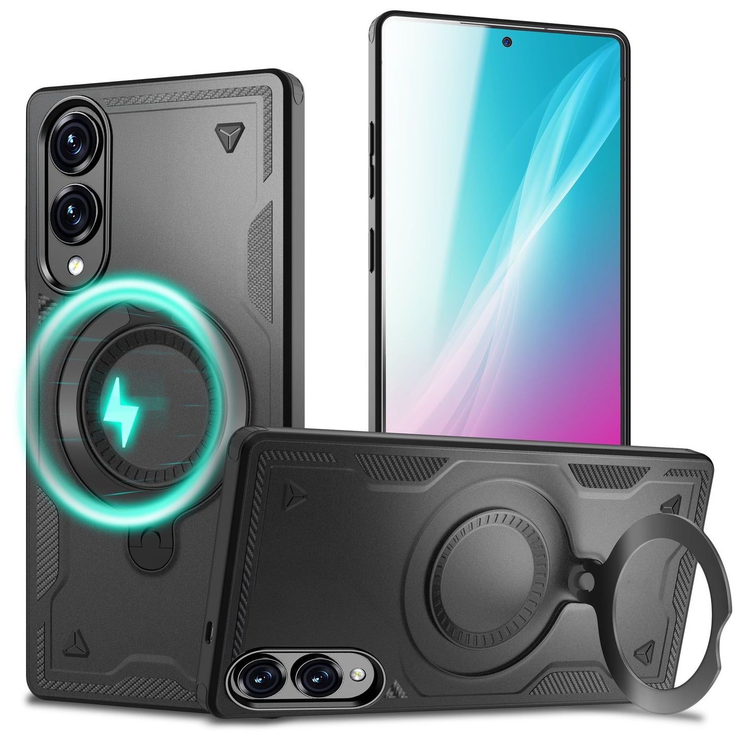 NALIA Stormguard hulstur fyrir Samsung Galaxy S25 Edge – fyrir MagSafe, Sterkt hulstur með 360° hring, Höggþolið og stöðugt, Styrkt fallvörn, Hernaðargæða