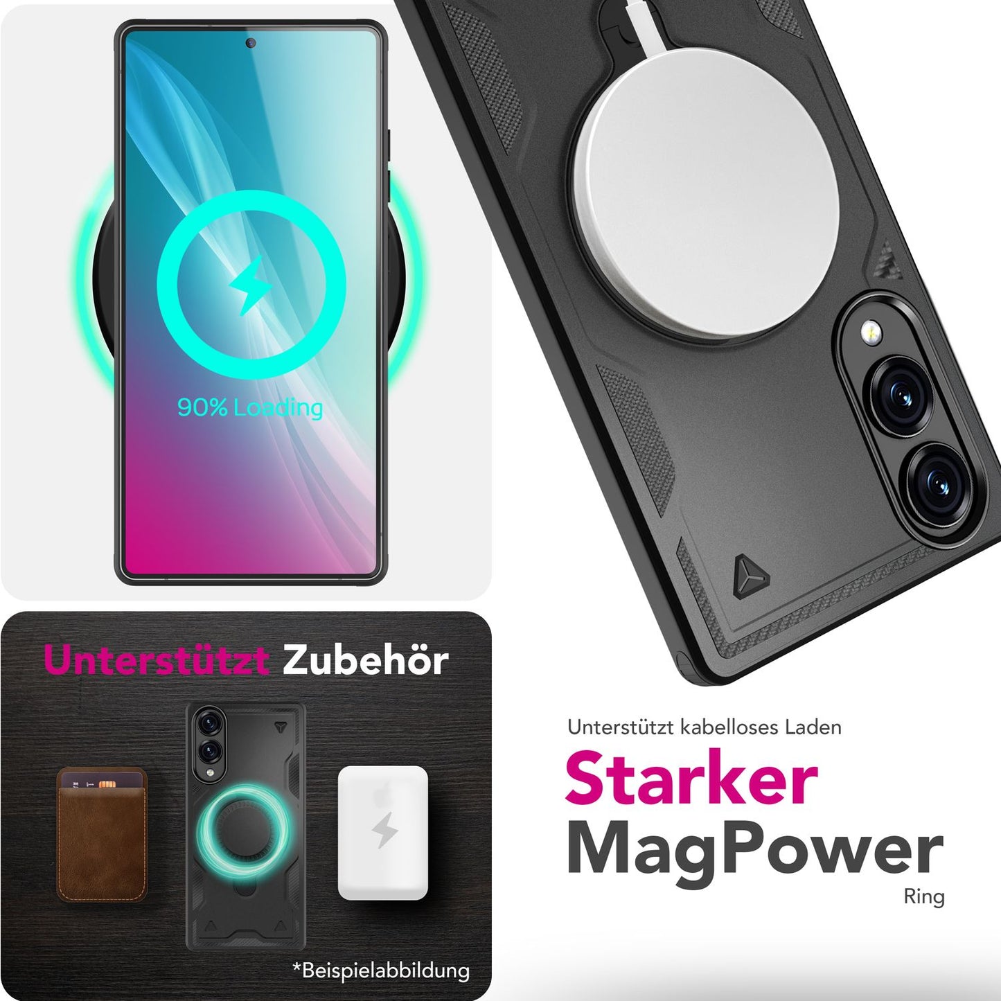 NALIA Stormguard hulstur fyrir Samsung Galaxy S25 Edge – fyrir MagSafe, Sterkt hulstur með 360° hring, Höggþolið og stöðugt, Styrkt fallvörn, Hernaðargæða