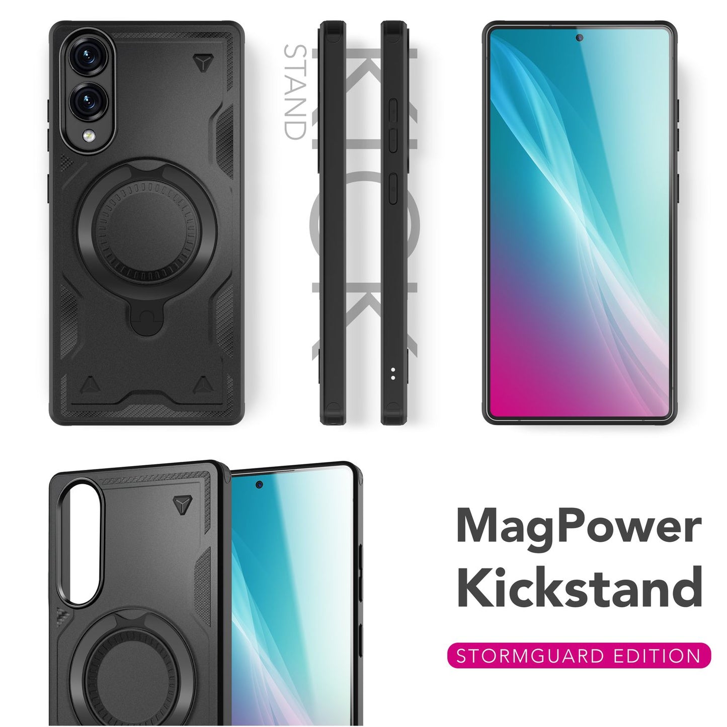 NALIA Stormguard hulstur fyrir Samsung Galaxy S25 Edge – fyrir MagSafe, Sterkt hulstur með 360° hring, Höggþolið og stöðugt, Styrkt fallvörn, Hernaðargæða