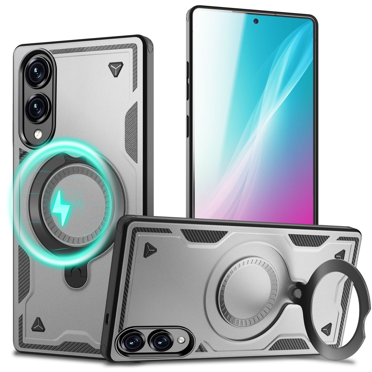 NALIA Stormguard hulstur fyrir Samsung Galaxy S25 Edge – fyrir MagSafe, Sterkt hulstur með 360° hring, Höggþolið og stöðugt, Styrkt fallvörn, Hernaðargæða