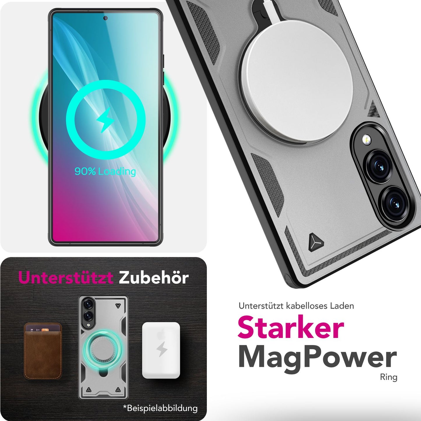 NALIA Stormguard hulstur fyrir Samsung Galaxy S25 Edge – fyrir MagSafe, Sterkt hulstur með 360° hring, Höggþolið og stöðugt, Styrkt fallvörn, Hernaðargæða