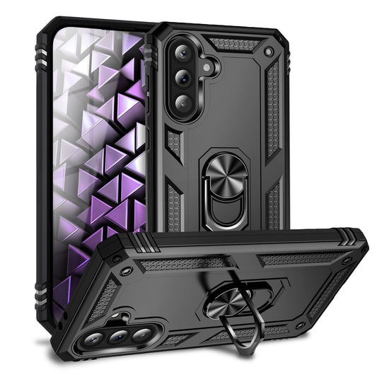 NALIA RingDefend Case for Samsung Galaxy A36 – Military-Grade Armored Phone Case with 360° Metal Ring &amp; Kickstand, Shockproof Armor Cover with Grip, Outdoor Protective Case - Black