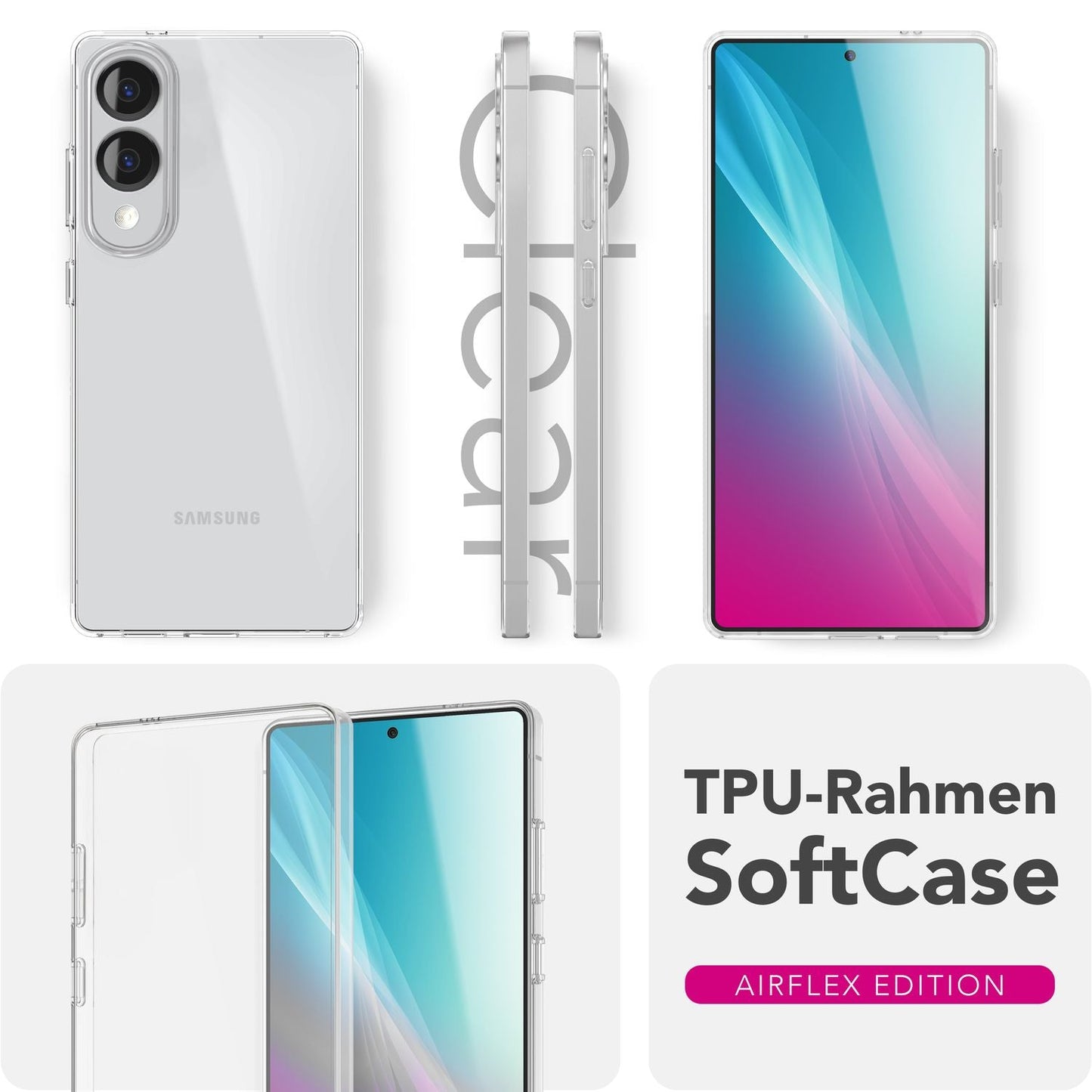 NALIA AirFlex Case for Samsung Galaxy S25 Edge – Crystal Clear Silicone Case, Durable, Anti-Yellowing Effect, Clear Transparent TPU Protective Case, Robust &amp; Flexible, Transparent