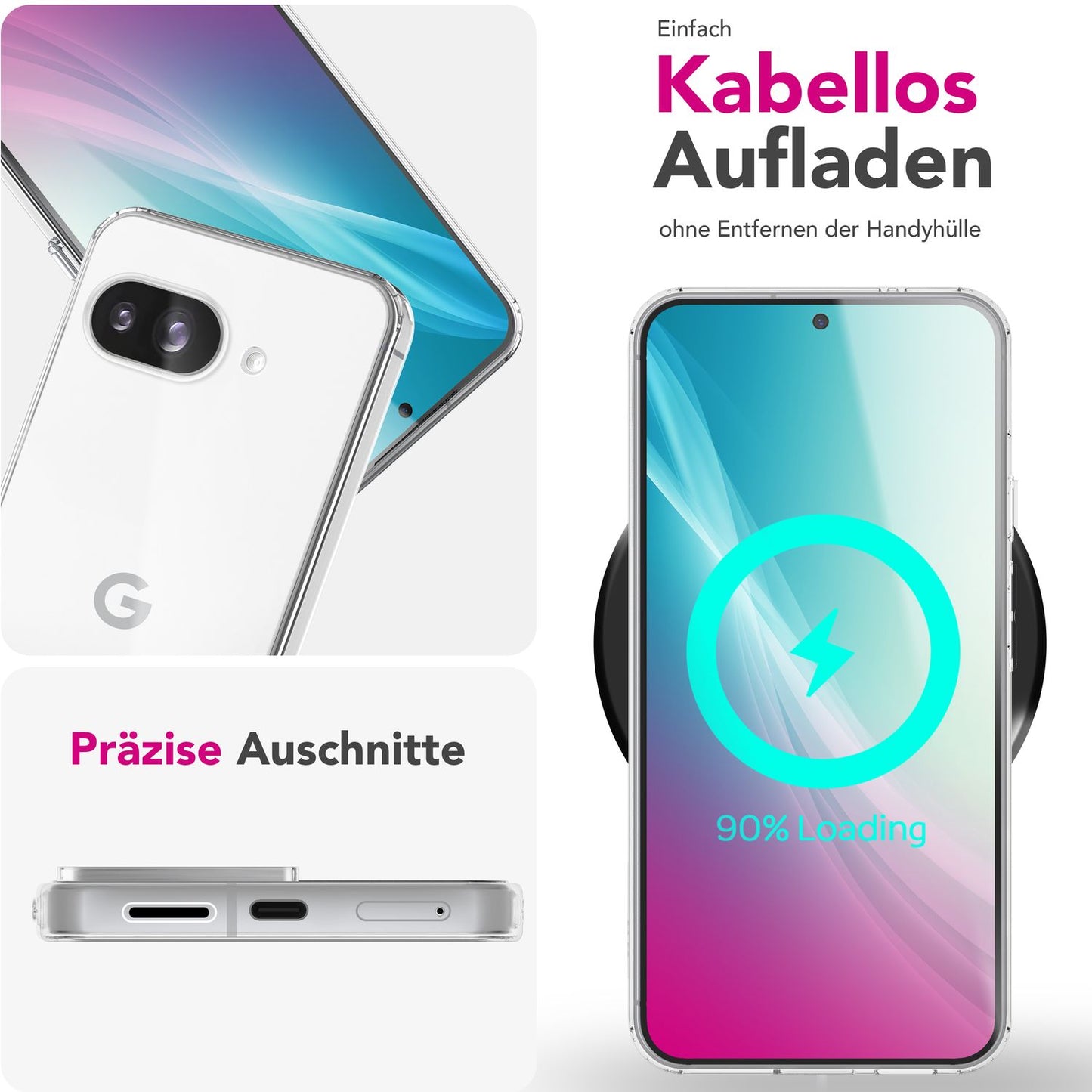 NALIA AirFlex hulstur fyrir Google Pixel 9a – Gegnsætt TPU sílikon hulstur, sveigjanlegt og höggdeyfandi, kristaltært, gulnunarvarna, gegnsætt verndarhulstur, gegnsætt og sterkt símahulstur