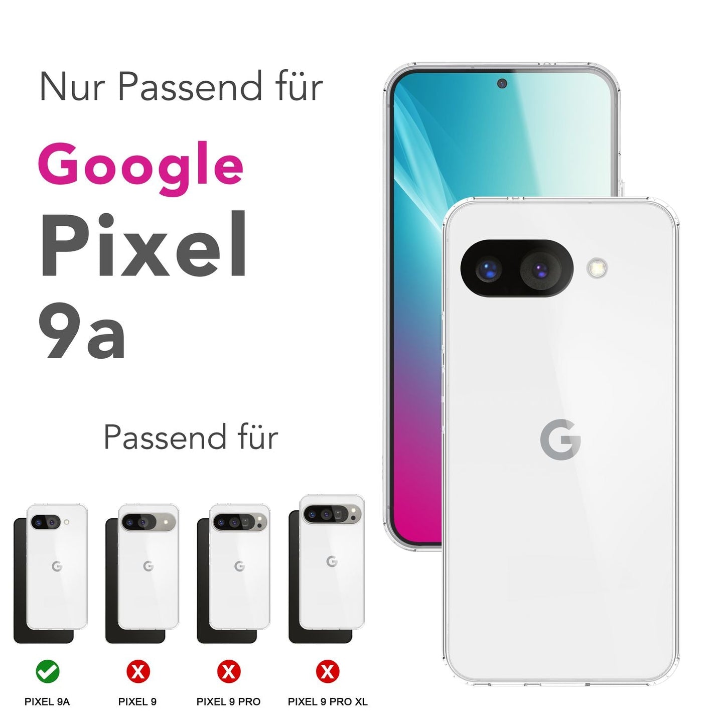 NALIA AirFlex hulstur fyrir Google Pixel 9a – Gegnsætt TPU sílikon hulstur, sveigjanlegt og höggdeyfandi, kristaltært, gulnunarvarna, gegnsætt verndarhulstur, gegnsætt og sterkt símahulstur