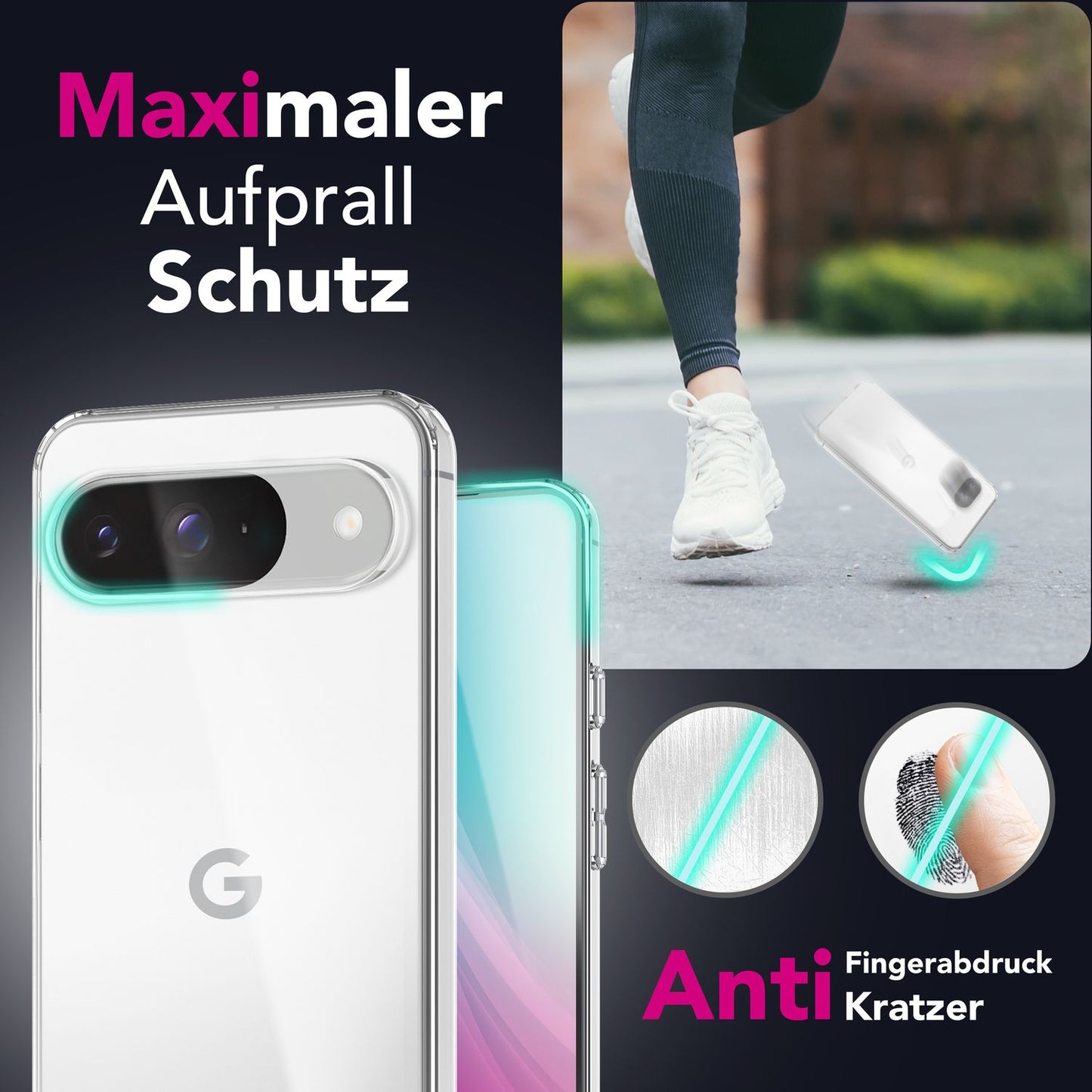 NALIA AirFlex Hülle für Google Pixel 9 – Transparentes TPU Silikon Cover, Kristallklar & Flexibel, Schlank & Stoßdämpfend, Alltagstaugliche Schutzhülle, Durchsichtige Handyhülle