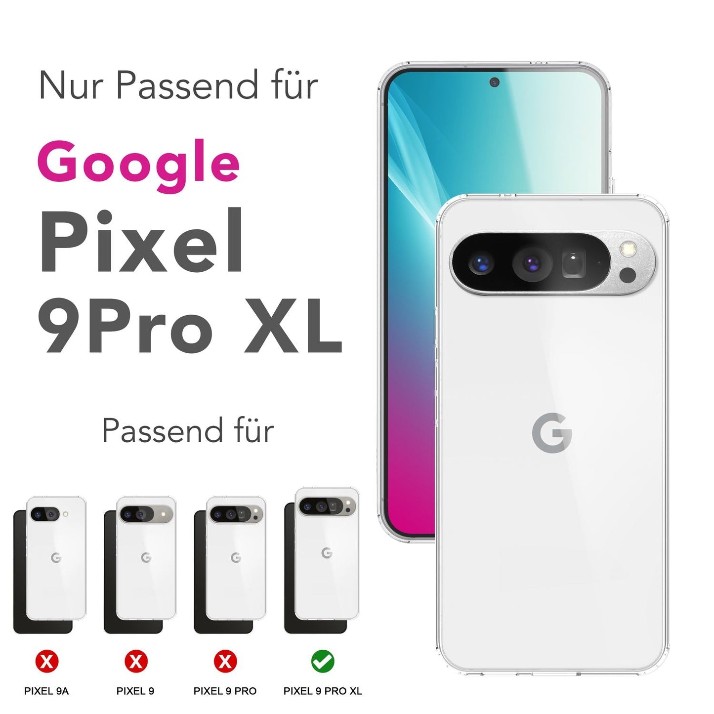NALIA AirFlex hulstur fyrir Google Pixel 9 Pro XL – Gegnsætt TPU hulstur, kristaltært og sveigjanlegt, höggdeyfandi símahulstur, gulnunarvörn, gegnsætt sílikon hlífðarhulstur