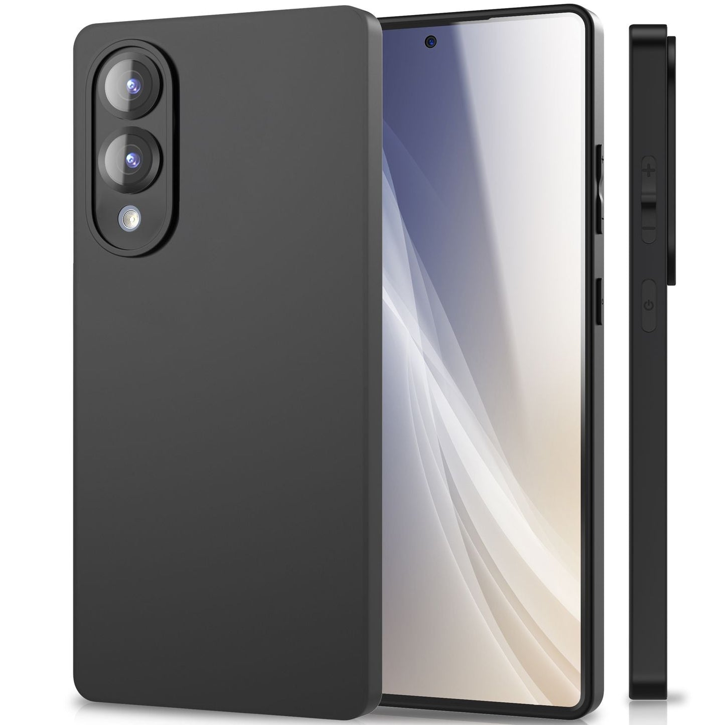 NALIA Strider hulstur fyrir Samsung Galaxy S25 Edge – Svart sílikonhulstur, þunnt og mjótt, matt áferð, innfelld hnappalok, aukin rykvörn, endingargott og sveigjanlegt