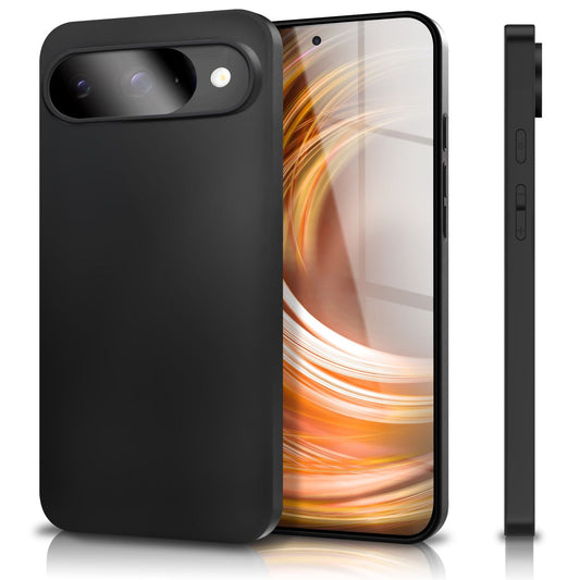 NALIA Strider hulstur fyrir Google Pixel 9 – Þunnt 1,28 mm TPU hulstur í matt svörtu, símahulstur með mjúkri áferð og rykþéttum hnöppum, endingargott, rispuþolið verndarhulstur.