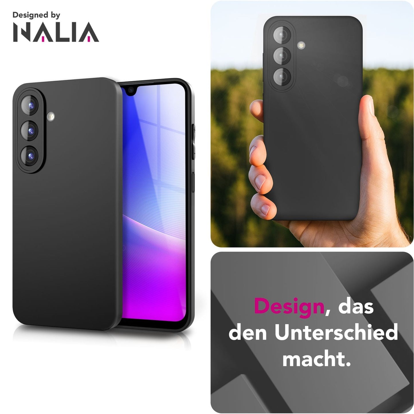 NALIA Strider hulstur fyrir Samsung Galaxy A26 – Mjög þunnt TPU hulstur 1,28 mm, matt bakhlið með rykþéttum hnöppum, fingrafaravörn, svart endingargott símahulstur