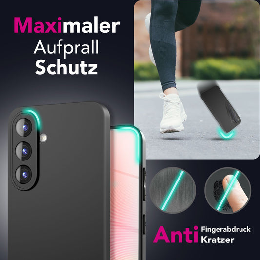 NALIA Strider hulstur fyrir Samsung Galaxy A36 – Þunnt TPU hulstur 1,28 mm, matt yfirborð gegn fingrafaravörn, rykheldir hnappar, endingargott, sveigjanlegt símahulstur í svörtu