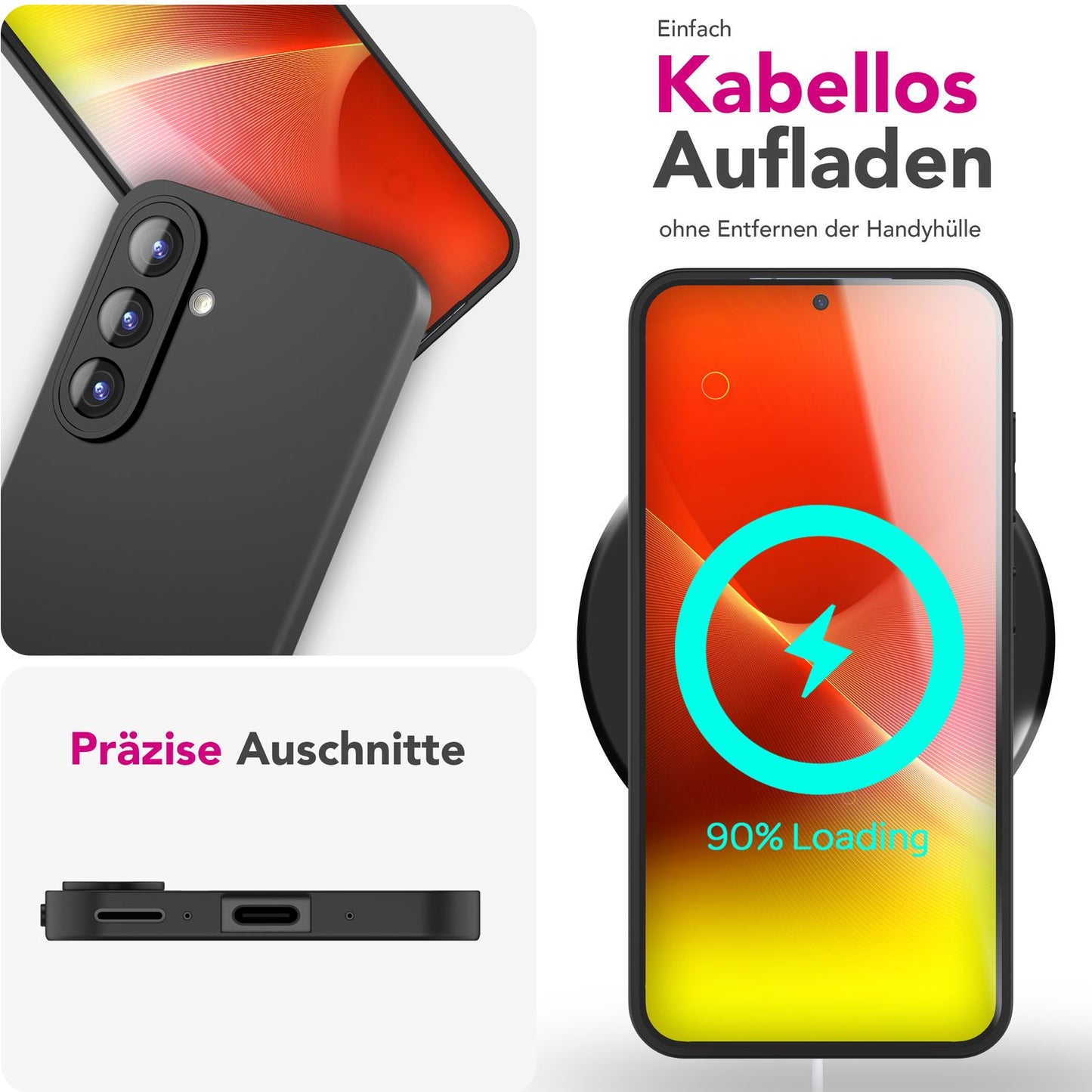 NALIA Strider hulstur fyrir Samsung Galaxy A36 – Þunnt TPU hulstur 1,28 mm, matt yfirborð gegn fingrafaravörn, rykheldir hnappar, endingargott, sveigjanlegt símahulstur í svörtu