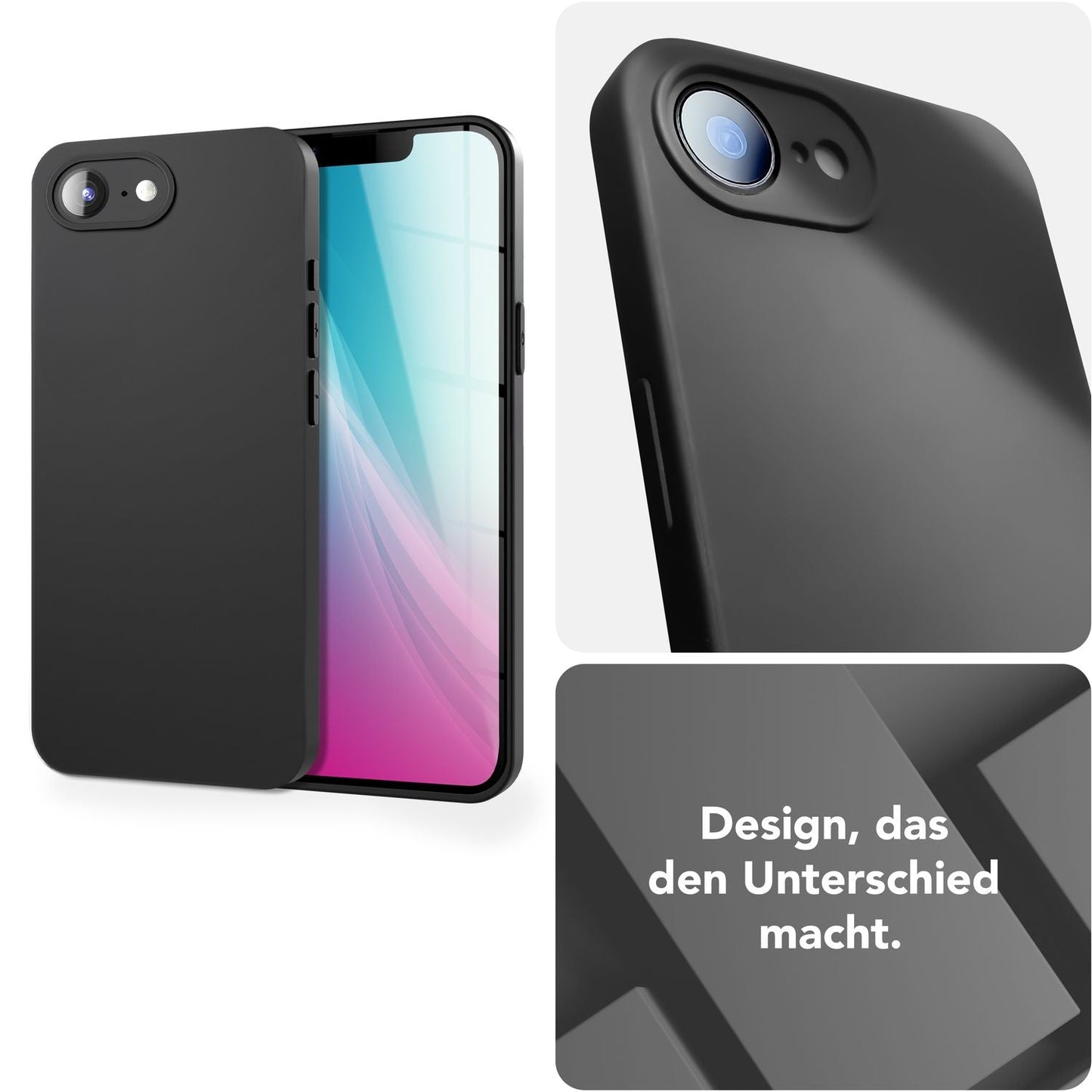 NALIA Strider Case for iPhone 16e, Ultra-thin 1.28 mm Slim TPU Case, Matte Finish, Dust Protection with Button Cover, Precisely Fitting Soft-Touch Shell, Black Phone Case