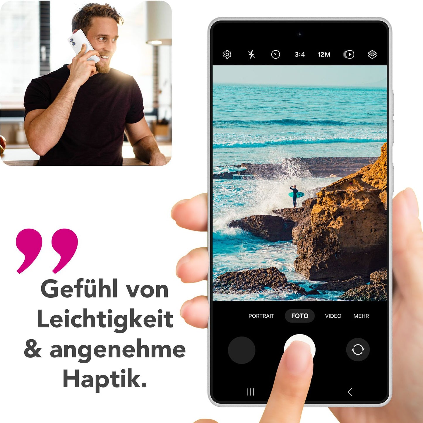 NALIA Phantom hulstur fyrir Samsung Galaxy S25 Edge – Mjög þunnt 0,3 mm, matt áferð, fingrafaravörn, mjótt hart hulstur, fjaðurlétt, ofurþunnt símahulstur