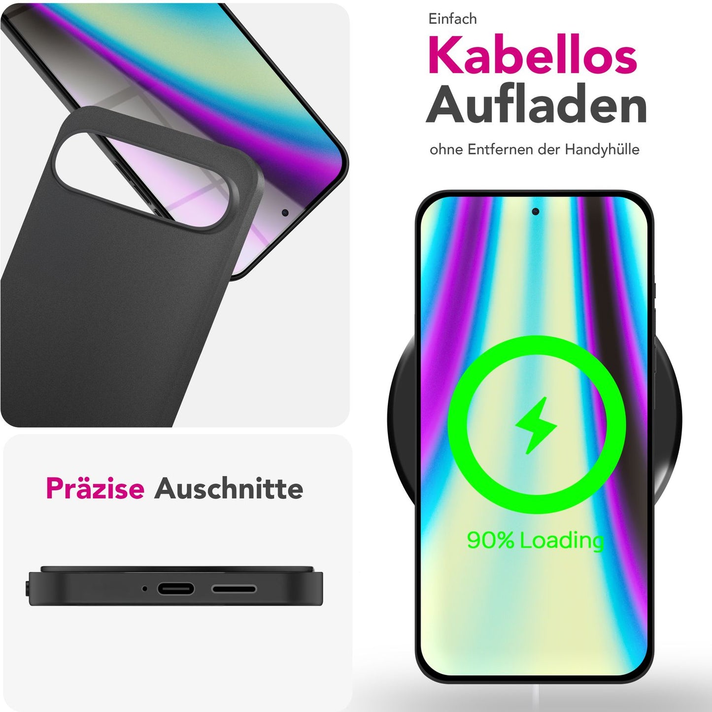 NALIA Phantom hulstur fyrir Google Pixel 9 – Mjög þunnt 0,3 mm, matt og grannt símahulstur, fingrafaravarið hulstur, afar létt og hart hulstur, lágmarksútlit.