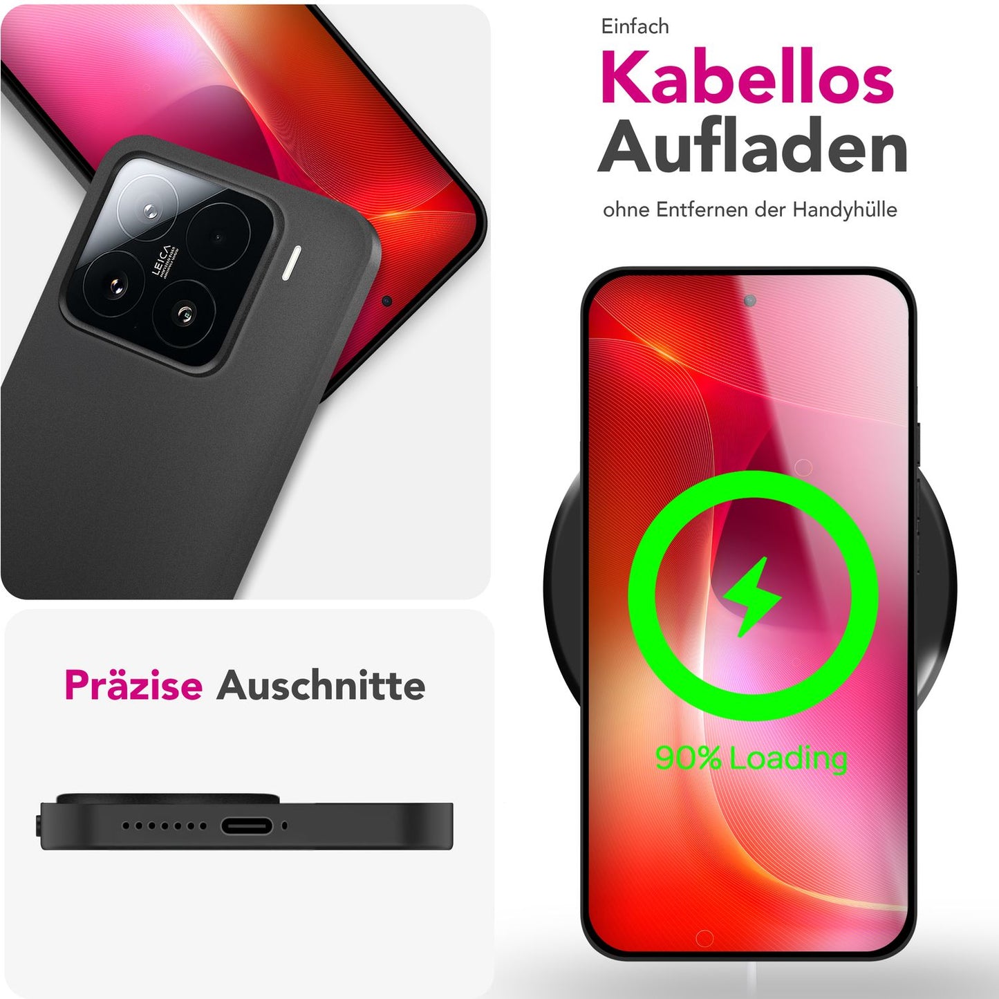 NALIA Phantom hulstur fyrir Xiaomi 15 – Mjög þunnt 0,3 mm hulstur, matt áferð, fingrafaravörn, fjaðurlétt og grannt símahulstur, lágmarks verndarhulstur.