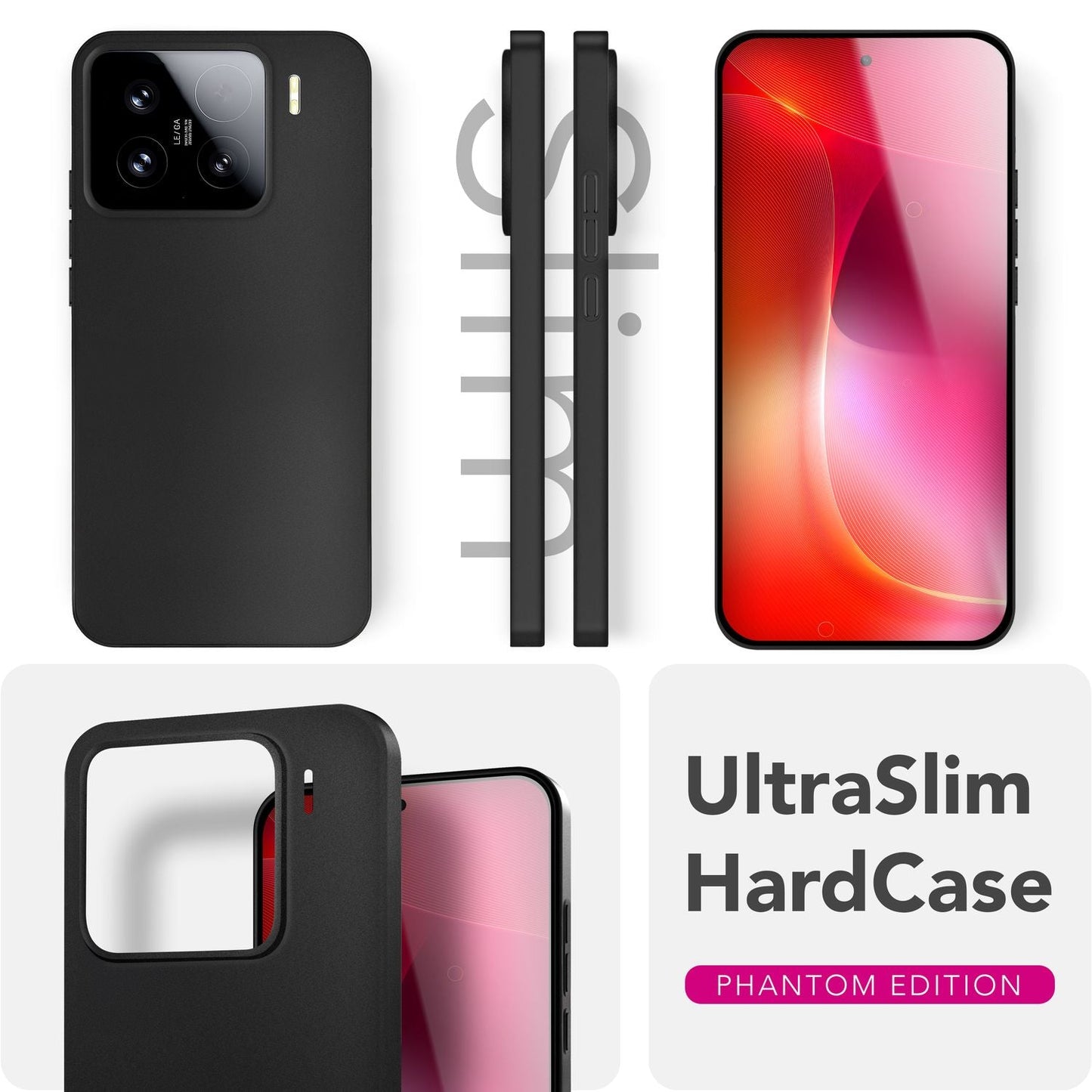 NALIA Phantom hulstur fyrir Xiaomi 15 – Mjög þunnt 0,3 mm hulstur, matt áferð, fingrafaravörn, fjaðurlétt og grannt símahulstur, lágmarks verndarhulstur.