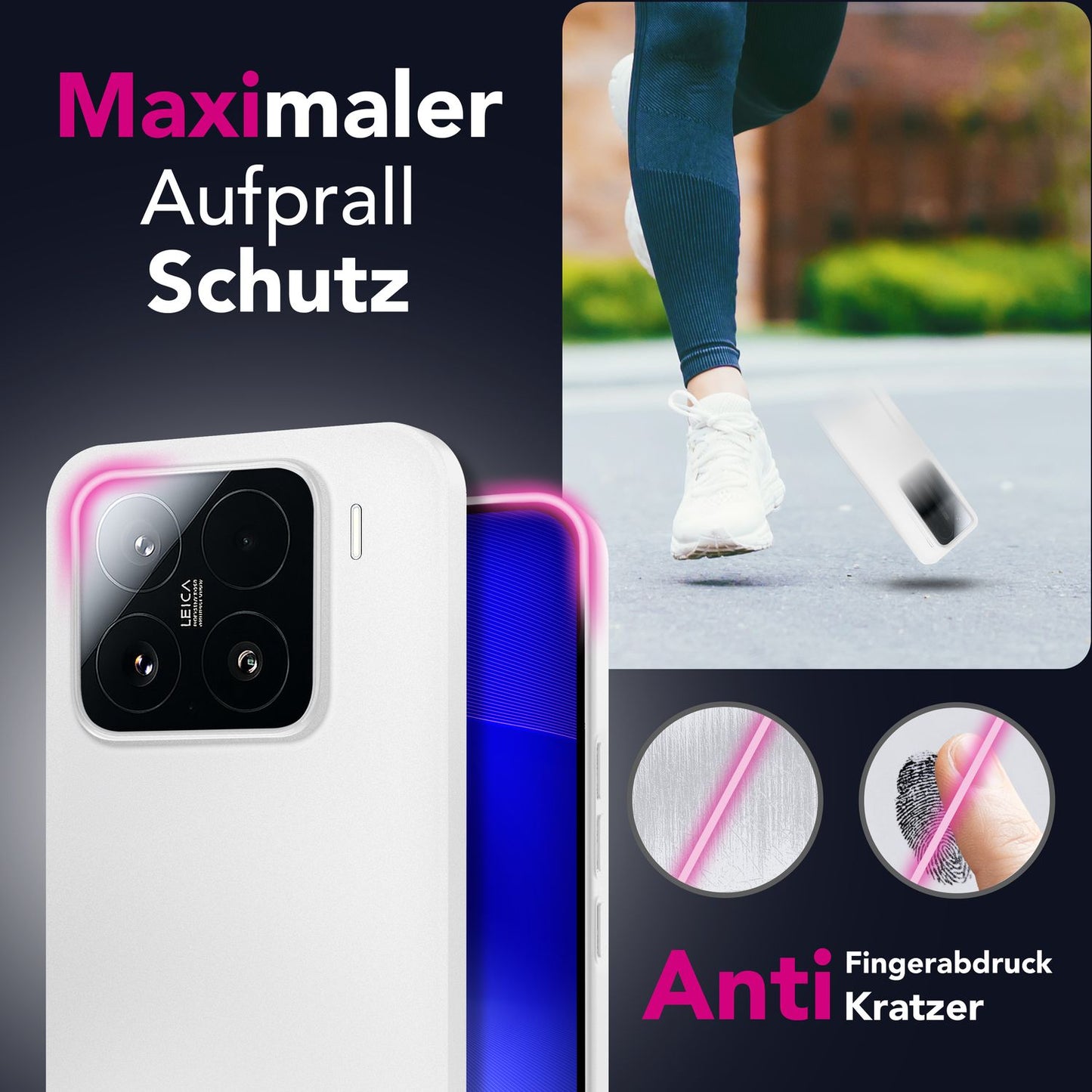 NALIA Phantom hulstur fyrir Xiaomi 15 – Mjög þunnt 0,3 mm hulstur, matt áferð, fingrafaravörn, fjaðurlétt og grannt símahulstur, lágmarks verndarhulstur.