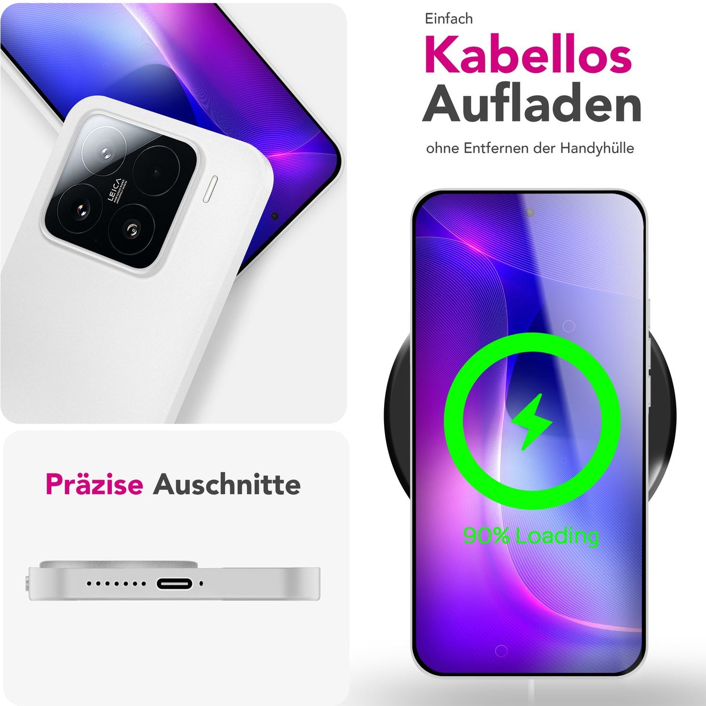 NALIA Phantom hulstur fyrir Xiaomi 15 – Mjög þunnt 0,3 mm hulstur, matt áferð, fingrafaravörn, fjaðurlétt og grannt símahulstur, lágmarks verndarhulstur.