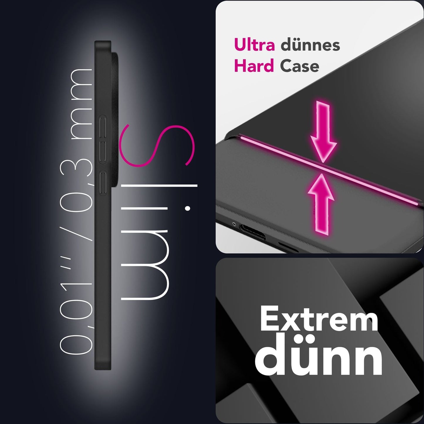 NALIA Phantom hulstur fyrir Xiaomi 15 Ultra – Mjög þunnt 0,3 mm hart hulstur, matt áferð, fingrafaravörn, létt og grannt símahulstur, lágmarkssímahulstur