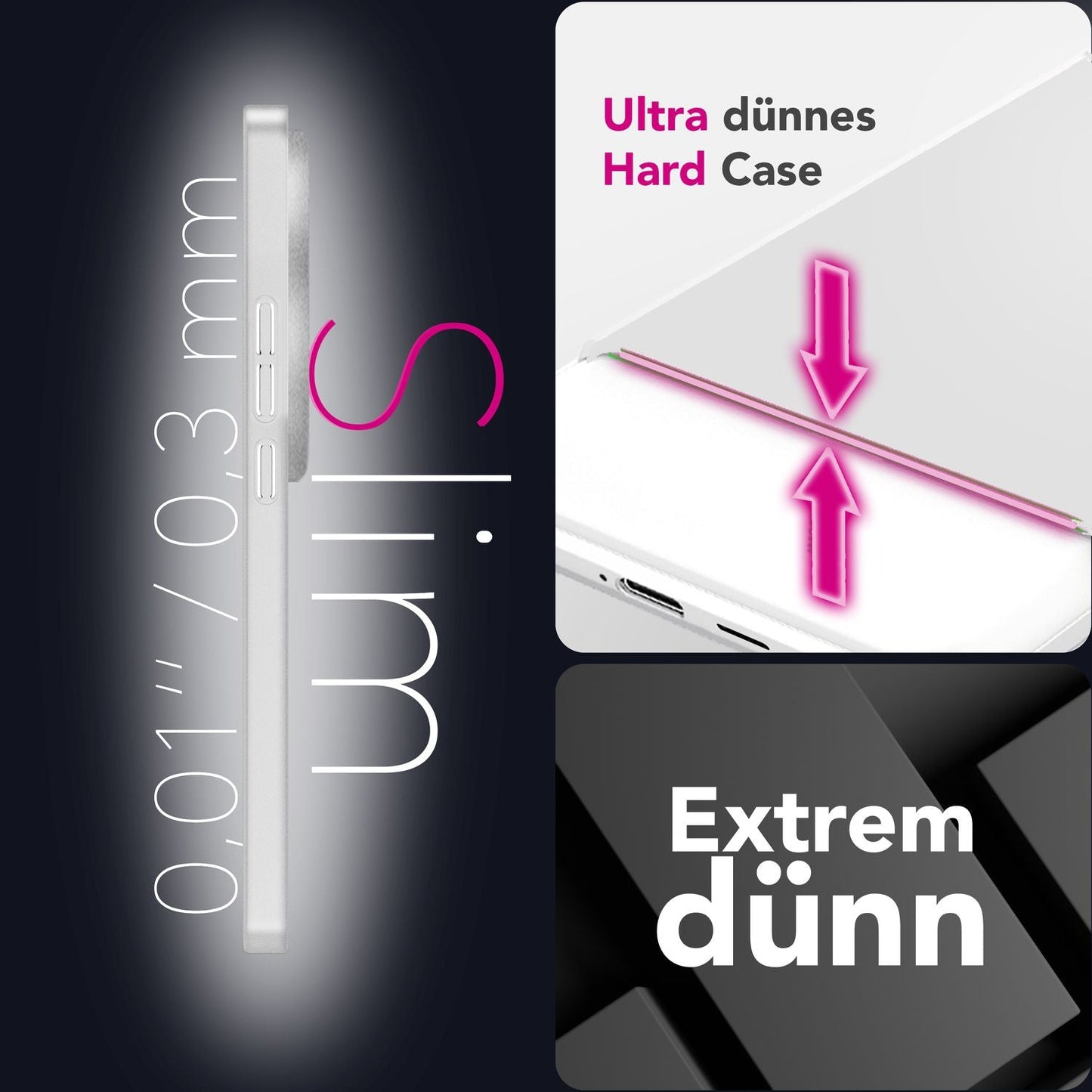 NALIA Phantom hulstur fyrir Xiaomi 15 Ultra – Mjög þunnt 0,3 mm hart hulstur, matt áferð, fingrafaravörn, létt og grannt símahulstur, lágmarkssímahulstur