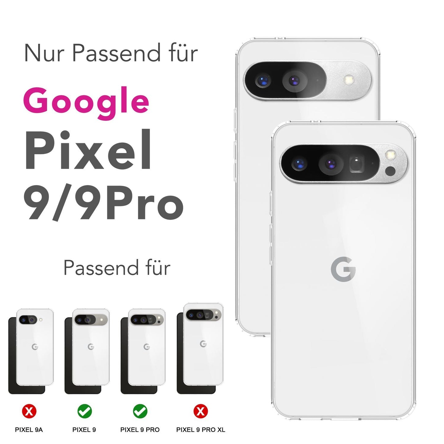 NALIA AirFlex hulstur fyrir Google Pixel 9 Pro – Glært TPU hlífðarhulstur, gegnsætt, sveigjanlegt og stöðugt, endingargott og sterkt, vörn gegn rispum og höggum, óáberandi símahulstur