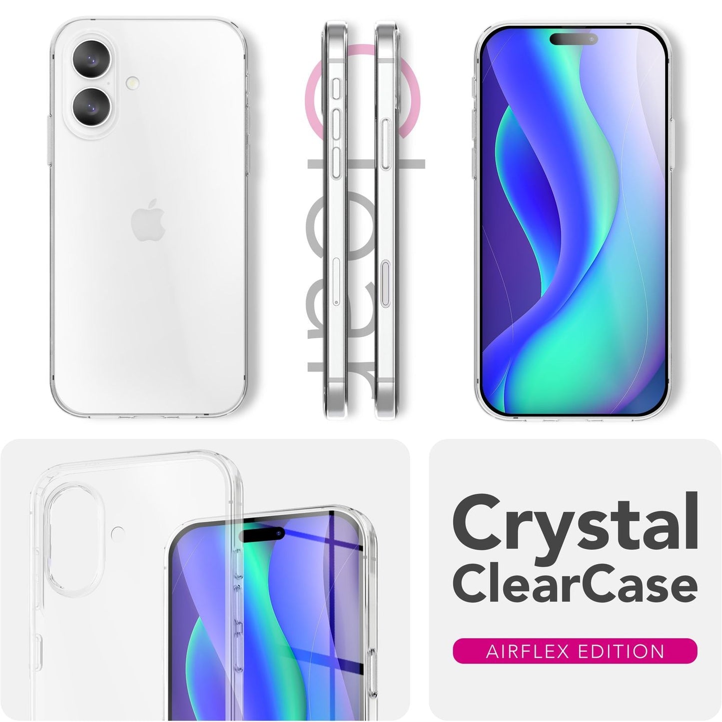 NALIA AirFlex Case for Apple iPhone 17 (Crystal Clear Silicone Case) - Transparent TPU Phone Case, Flexible &amp; Robust, Anti-Yellowing &amp; Clear, Scratch-Resistant &amp; Durable