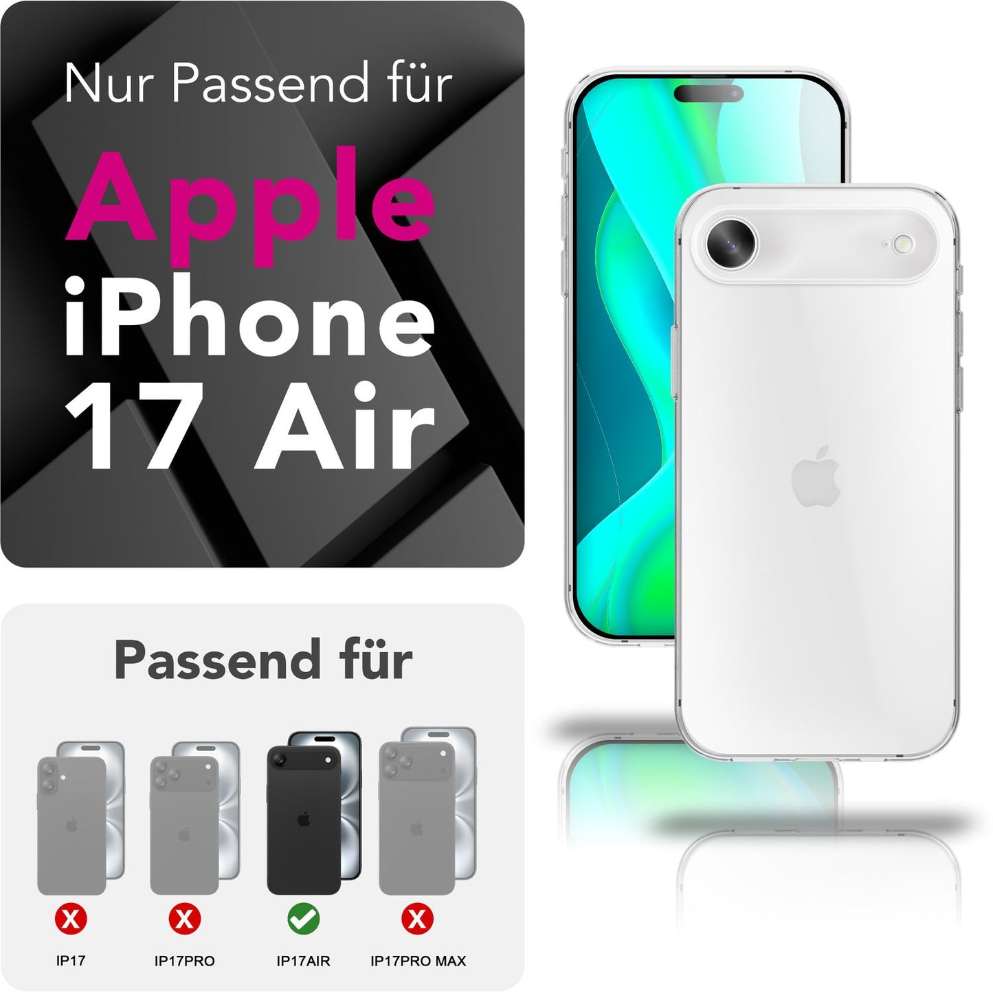 NALIA AirFlex Case for Apple iPhone 17 Air (Crystal Clear Silicone Case) - Transparent TPU Protective Case, Clear &amp; Anti-Yellowing, Slim &amp; Flexible, Discreet Scratch Protection
