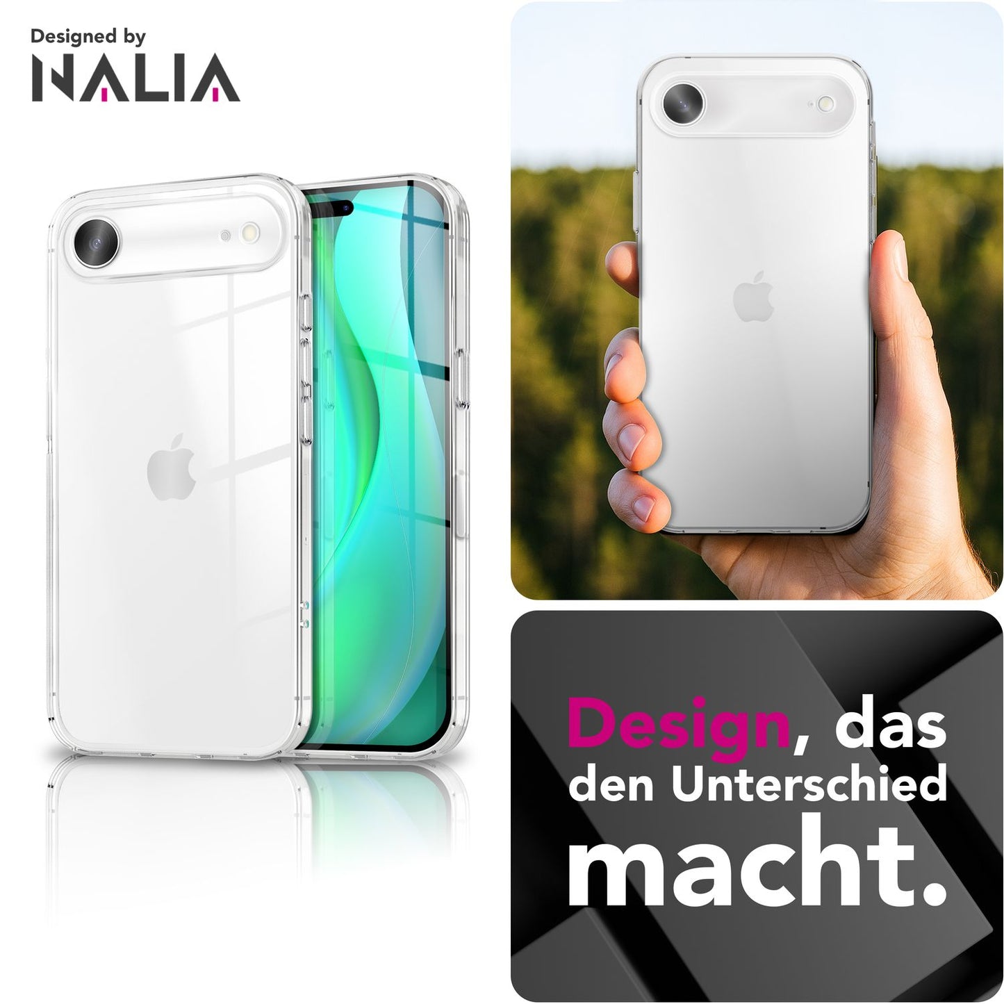 NALIA AirFlex Case for Apple iPhone 17 Air (Crystal Clear Silicone Case) - Transparent TPU Protective Case, Clear &amp; Anti-Yellowing, Slim &amp; Flexible, Discreet Scratch Protection