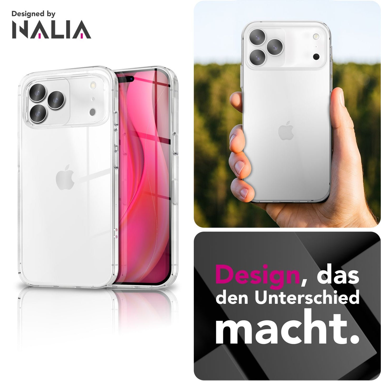 NALIA AirFlex Case for Apple iPhone 17 Pro (Crystal Clear Silicone Case) - Transparent TPU Cover, Slim &amp; Lightweight, Anti-Yellowing Effect, Scratch-Resistant &amp; Robust, Clear Design Phone Case