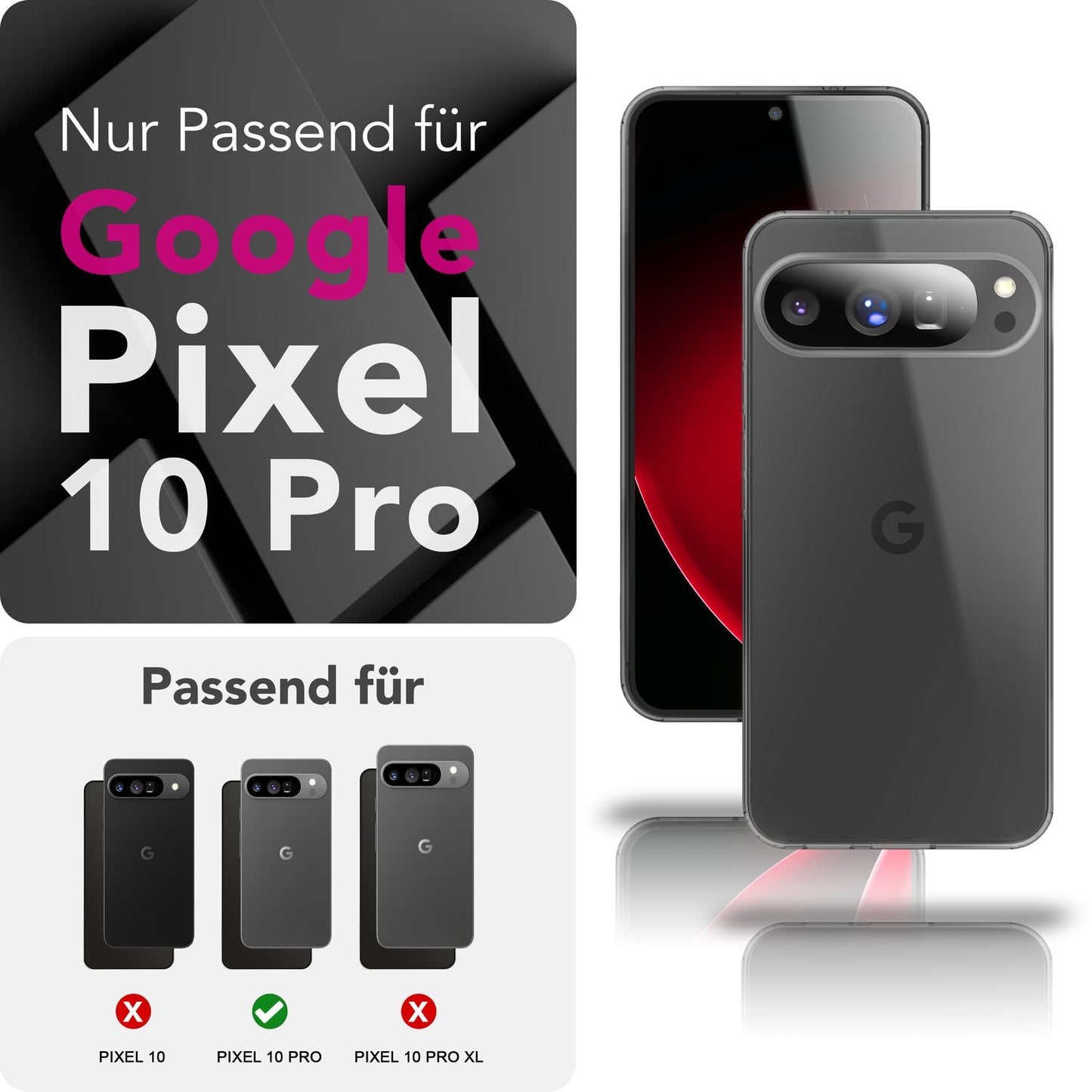 NALIA AirFlex hulstur fyrir Google Pixel 10 Pro (kristaltært sílikonhulstur) - Gagnsætt TPU hulstur, þunnt og sveigjanlegt, húð sem kemur í veg fyrir gulnun, gegnsætt símahulstur