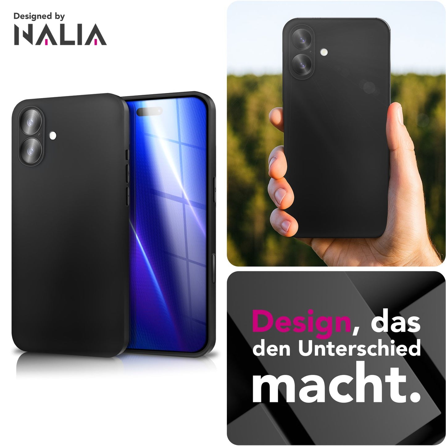 NALIA Strider Case for Apple iPhone 17 (Matte Slim Case) - 1.28mm Thin, Flexible TPU Silicone, Integrated Button Protection, Fingerprint-Reducing, Protective Phone Case - Black