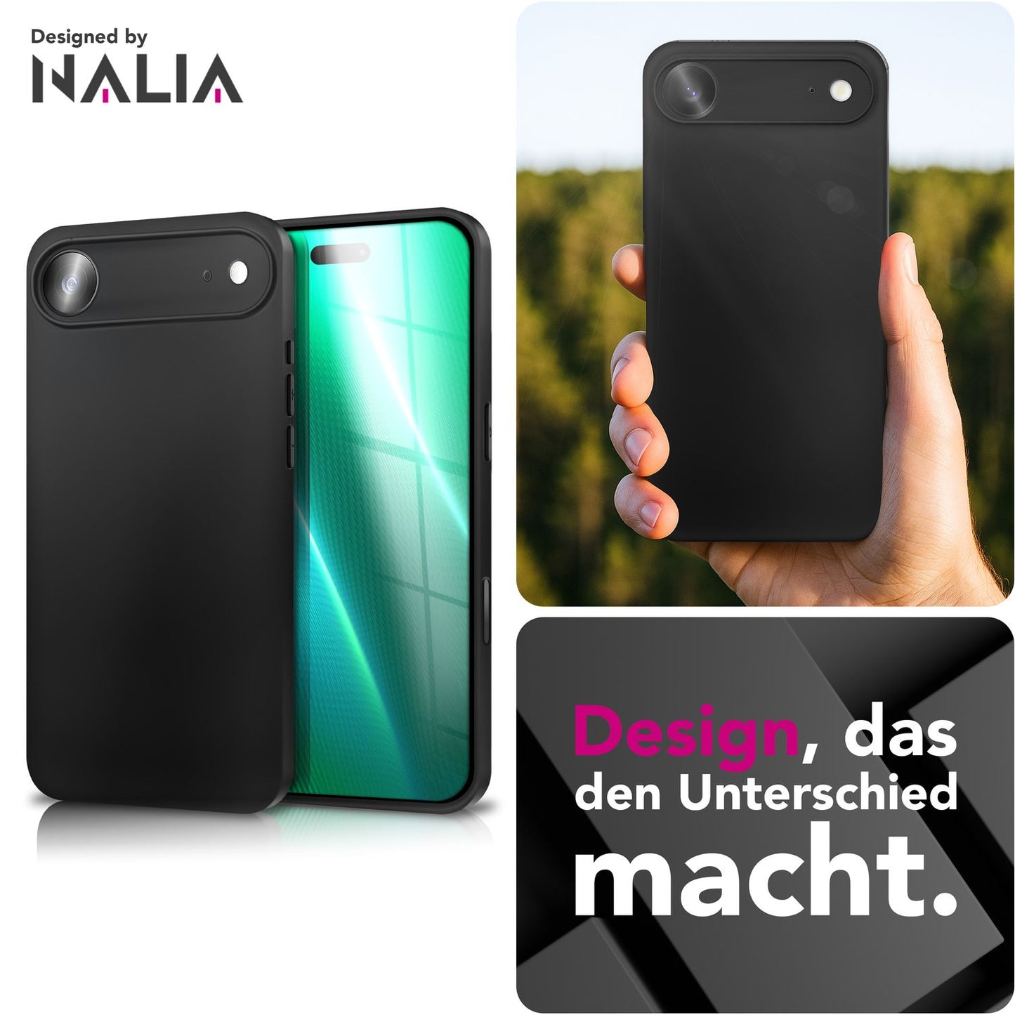 NALIA Strider Case for Apple iPhone 17 Air (Matte Slim Case) - Ultra-thin 1.28mm, Soft-Touch TPU Cover, Closed Button Cover, Anti-Fingerprint, Protective Phone Case - Black