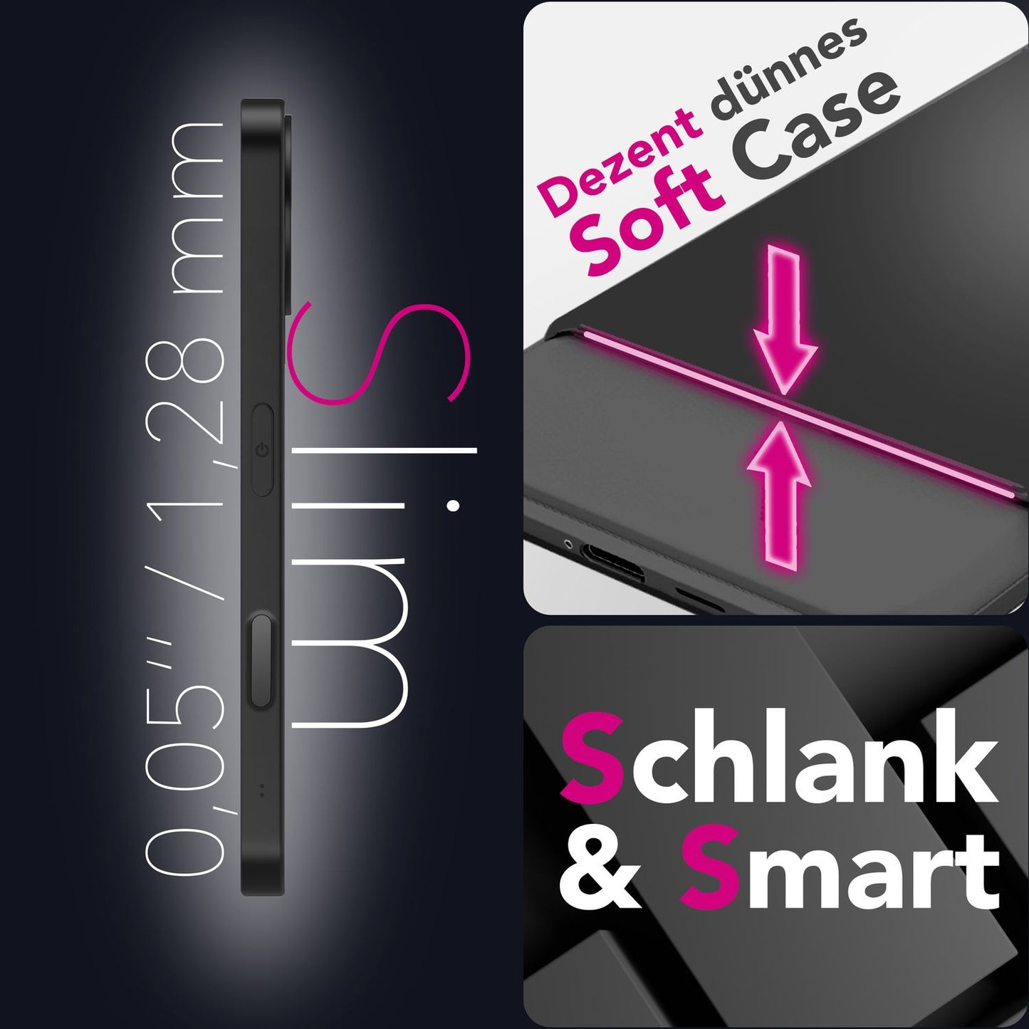 NALIA Strider Case for Apple iPhone 17 Pro (Matte Slim Case) - 1.28mm Thin, Soft-Touch TPU Cover, Dustproof Button Protection, Fingerprint Reducing, Protective Phone Case - Black