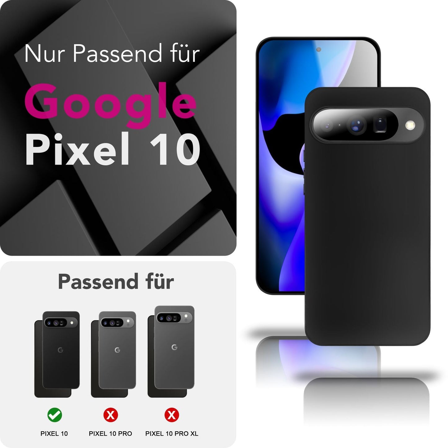 NALIA Strider hulstur fyrir Google Pixel 10 (mattþunnt hulstur) - 1,28 mm þunnt, sterkt TPU sílikon hulstur, rykþétt hnappahulstur, fingrafaravörn, verndandi símahulstur - svart