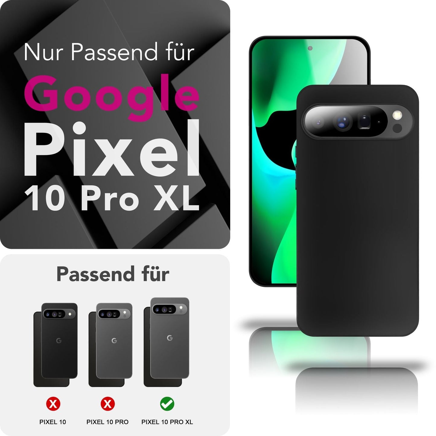 NALIA Strider hulstur fyrir Google Pixel 10 Pro XL (mattþunnt hulstur) - Mjög þunnt 1,28 mm, sveigjanlegt TPU sílikon, rykhlíf fyrir hnappa, glæsilegt símahulstur - svart