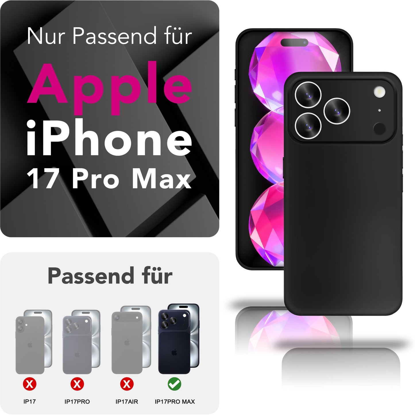NALIA Phantom hulstur fyrir Apple iPhone 17 Pro Max (mjög þunnt) - 0,3 mm úrþunnt hart hulstur, matt og blettavörn, fjaðurlétt símahulstur, þunnt hulstur